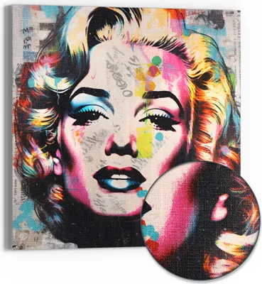 Produktbild von DEQOART Hybrid Leinwand Bild 30x30 cm 'Farbenfrohe Diva' Wandbild Glas flach modern