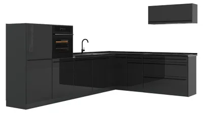 Imagen del producto de Cocina esquinera Vicco R-Line Antracita alto brillo/Antracita 327 x cm sin encimera, Model 66780