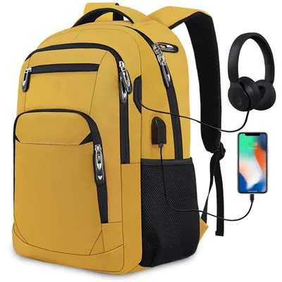 Produktbild von MODFU Laptoprucksack Laptop Rucksack 36LGroßer Tragb Laptoptasche für 15,6 zoll Laptop mit USB-Anschluss, Anti-Diebstahl, Backpack mit Laptopfach,Gelb