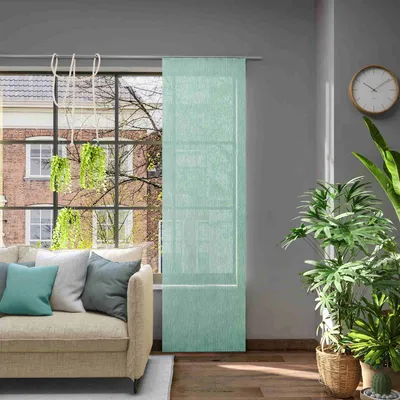 Produktbild von Schiebevorhang Flächenvorhang Libre Eco aus recyceltem Polyester einfarbig türkis 245x60cm