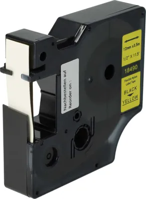 Produktbild von vhbw Schriftband-Kassette kompatibel mit Dymo Rhino 6000, 5000, 5200, 4200, 3000, 1000 Etiketten-Drucker 3,5m x 12mm Schwarz auf Gelb, Nylon