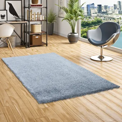 Produktbild von Luxus Hochflor Shaggy Teppich Dream Blau, Größe:400x500 cm