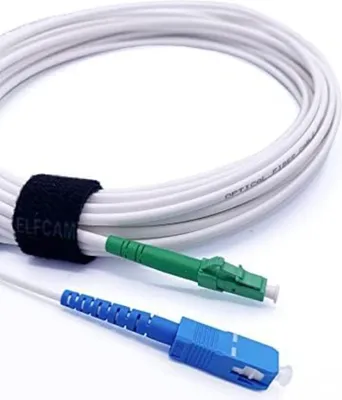 Produktbild von Elfcam - 0,5m Glasfaser-Kabel LC/APC auf SC/UPC Stecker für FRITZ!Box, Simplex Singlemode 9/125µm OS2 LWL Patchkabel, Weiß,(0,5m)