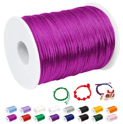 Produktbild von Nylonschnur - 2,5 mm Durchmesser und 100 m Länge - für Armbänder, Makramee, Windspiele und Kunsthandwerk - Rosenrot