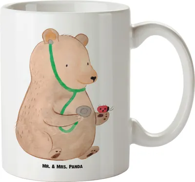 Produktbild von Mr. & Mrs. Panda Pott Bär Arzt - Weiß - Geschenk, weisse tasse, Doktor, Doktorin, Kaffeepott, Große, Professor, Teddy, Ärztin, Teebecher, Teetasse