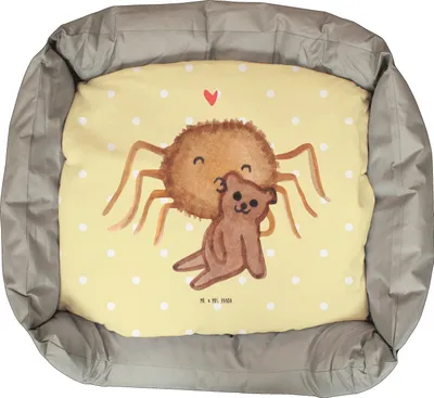 Produktbild von Mr. & Mrs. Panda Katzenbett Spinne Agathe Teddy - Gelb Pastell - Geschenk, Plüschbett, Dankeschön, Verliebt, Katzensofa, Katzenkissen, Miteinander, Freundschaft, Treue