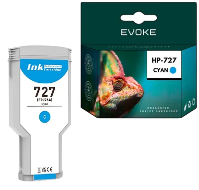 Image de Encres Evoke, cyan, pour HP 727C, 300 ml | F9J76A | Compatible avec les modèles T920, T930, T1500, T1530, T2500, T2530