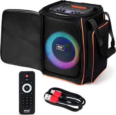 Immagine prodotto di Jukebox Pyle, altoparlante Bluetooth, altoparlante per feste, cassa acustica da 100W di potenza, bassi ricchi e alti chiari, altoparlante per DJ con luce LED per feste