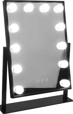 Produktbild von Schminkspiegel mit 12 LED Beleuchtung Hollywood Spiegel Stehspiegel für Badzimmer Schminktisch Schwarz