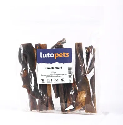 Zdjęcie produktu dla Lutopets Kamelhaut – 200 g – Suszona skóra głowy wielbłąda dla psów