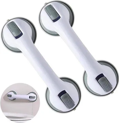 Produktbild von Duschgriff mit Saugnapf – Badezimmergriff – Sicherheitsgriff für das Badezimmer – Montage ohne Bohren – 30 cm – Grau