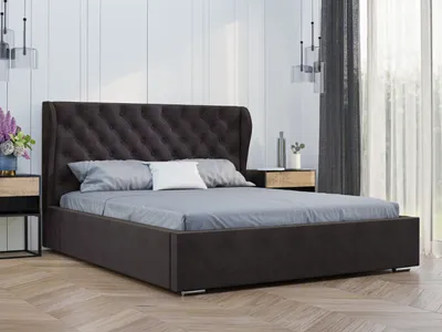 Obrázek produktu pro GRAINGOLD Čalouněná postel 120x200 Florence - Podstavec pod postel a lamelový rošt - Čelo postele Chesterfield - Černá (Vogue 18)