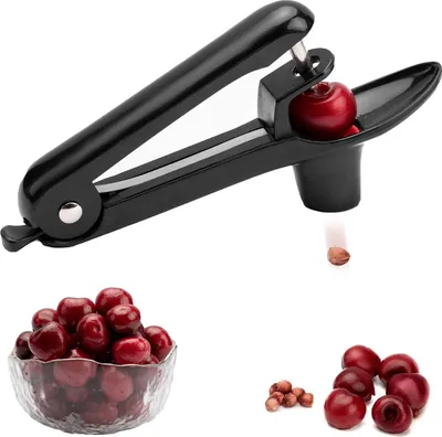 Produktbild von Roter Kirschenentkerner, Obstpresse für Pflaumen & Beeren, Handliche Küchenhilfe Schwarz