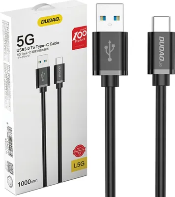Obrázek produktu pro Dudao Kabel Usb Kabel - Usb Typ C Super Fast Charge 1 M Černý (L5G-Black)