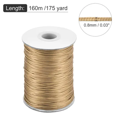 Produktbild von Gewachster Faden 0,8 mm gewachster Polyesterfaden 160 m Wachsschnur fš¹r Armbandherstellung, Halsketten, Perlen, Schmuckherstellung und Basteln (Khaki)