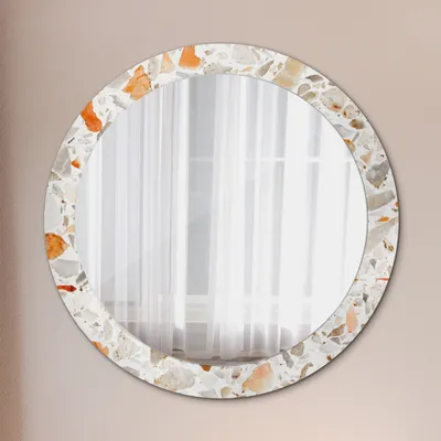 Produktbild von Modern Spiegel - Wandspiegel Design Wandmontage – Badspiegel mit Aufdruck - Rundspiegel - Terrazzo Hintergrund - Runder: Ø80cm