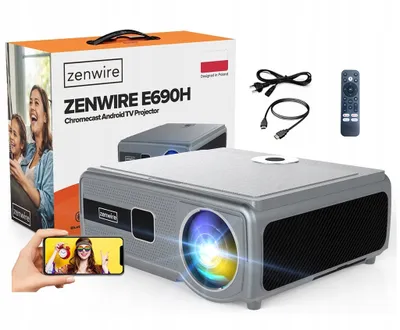 Produktbild von Zenwire 1080P Beamer Projektor, 1000 ANSI-Lumen 15000:1, WiFi, Android Google TV, FULL HD 4K, Autofokus, Heimkino LED "e690h"