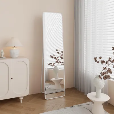 Wand- und Standspiegel 150x40 cm, weiß, rechteckig, modern
