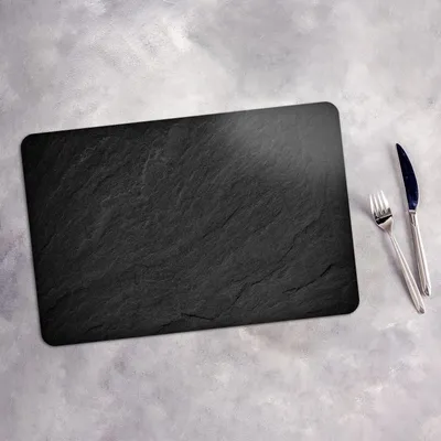 Produktbild von Tischset 4x45x30 cm + 10fi cm Platzset Tischmatte Platzmatte Untersetzer - schwarze Stein