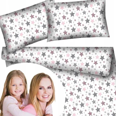 Produktbild von Designpremium Bettwäsche Set 160x200 cm Rosa Sterne