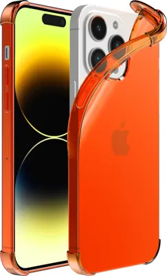 Image de Smartphonica iPhone 14 Pro transparent
  housse en silicone antichoc avec bumper - Orange