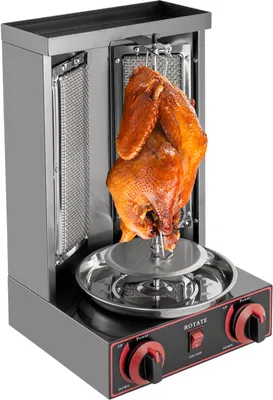 Produktbild von plynový gril na kebab s 2 hořáky z nerezové oceli 360° otočný gril s grilovacím stolem Komerční gril na kebab 3000W