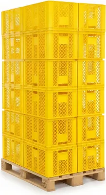 Produktbild von 36 Stück Bäckerkisten / Brotkisten 600 x 400 x 320 mm in gelb