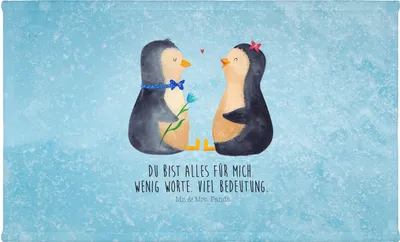 Produktbild von Mr. & Mrs. Panda Handtuch Pinguin Pärchen - Eisblau - Geschenk, Flauschtuch, 50x100, Hochzeit, Liebe, Pinguine, Frotteehandtuch, 100x50, Hochzeitstag, Hochzeitsgeschenk