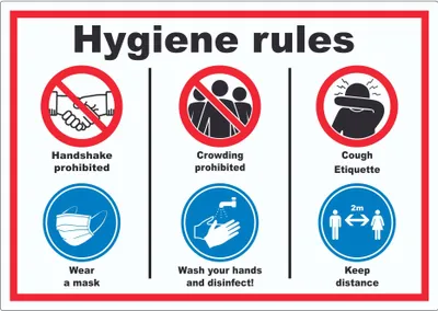 Produktbild von Hygiene rules Symbol und Text Aufkleber A0 (841x1189mm)