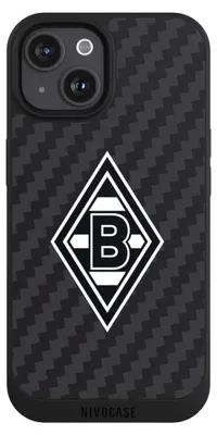 Produktbild von NIVOCASE Handyhülle für Apple iPhone 15 Hülle NIVOpure Case Schwarz Borussia Mönchengladbach Carbon Gladbach