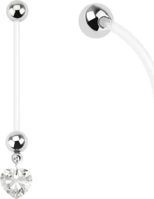 Produktbild von Schwangerschaftspiercing: Bio Flex Piercing für Schwangere „Zirkonia Herz“ Klar (Clear)