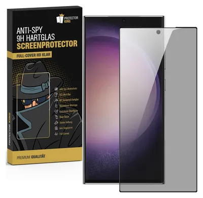 A product box for a screen protector is shown next to a smartphone with a screen protector applied.