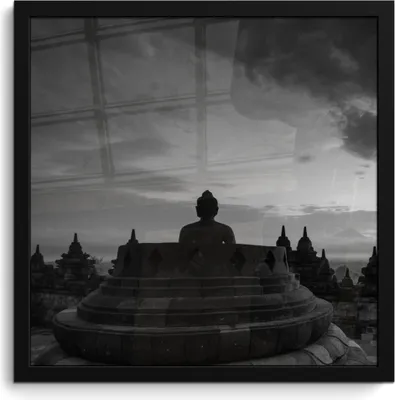 Produktbild von MuchoWow® MuchoWow® Gerahmtes Poster Indonesien - Architektur - Schwarz und weiß 40x40 cm - Poster mit zchwarzem Bilderrahmen - Mit Rahmen - Wanddekoration Schlafzimmer