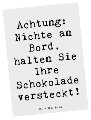 Produktbild von Mr. & Mrs. Panda Postkarte Spruch Nichte Schokolade - Weiß - Geschenk, Fotokarte, liebevolle Geschenke, Ansichtskarten, Dankeschön, Liebe, Postkarten, Verwandtschaft