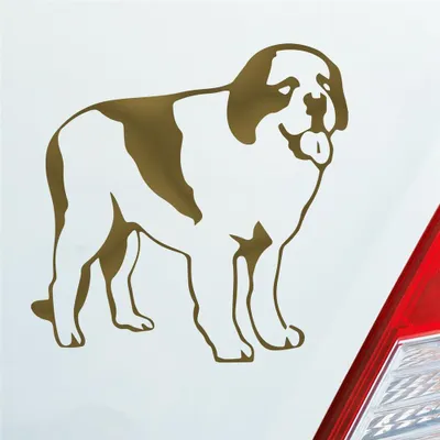 Produktbild von Auto Aufkleber Bernhardiner Dog Tier Hund 10x10 cm Gold Sticker Heckscheibenaufkleber