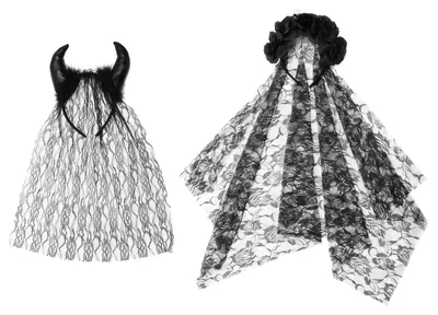 Halloween-Stirnbänder, 2er-Set, schwarz, Rose & Teufelshörner
