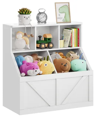 Image de Étagère d'angle pour enfants avec bac de rangement pour jouets – Étagère à livres pour chambre d'enfant (blanc)