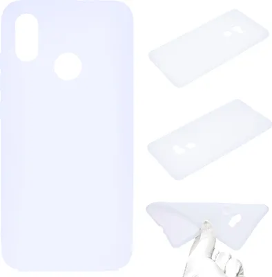 Produktbild von Für HUAWEI Y6 2019 Lovely Candy Color Matte TPU Anti-Scratch rutschfeste Schutzhülle Rückentasche weiß