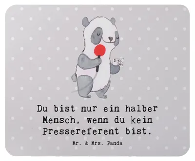 Produktbild von Mr. & Mrs. Panda Mouse Pad Pressereferent Herz - Grau Pastell - Geschenk, pc mauspad, Presseagentur, Lustig, Witzig, Studium, Spruch, Mousepad, mousematte, laptop
