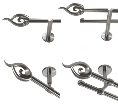 Produktbild von Gardinenstange mit Edelstahlrohr V2A 16mm Wandträger Deckenträger 1-läufig oder 2-läufig wählbar Modern Flamme E24 von Basit®