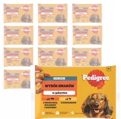 Produktbild von PEDIGREE Portionsbeutel Senior Gemischte Selektion 2 Varietäten Rind- und Lebermischung und Huhn 13x4x100g