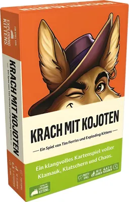 A product box for a card game titled 'Krach mit Kojoten'.