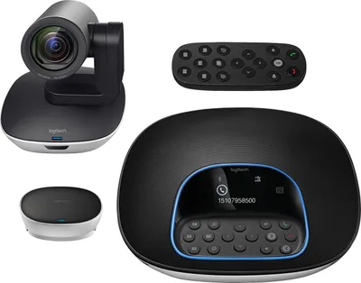 Produktbild von Logitech GROUP Videokonferenz-System, Bestehend aus Webcam, Freisprecheinrichtung & Fernbedienung, HD 1080p, 10-fach Zoom, Rauschunterdrückung, USB-Anschluss & Bluetooth, für Meetingräume - Schwarz