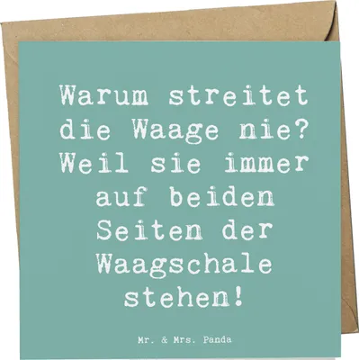 Produktbild von Mr. & Mrs. Panda Grußkarte Spruch Waage Harmonie - Meeresbrise - Geschenk, Geschenkideen, Tierkreiszeichen, doppelkarte, Sternzeichen, Geschenke, Glückwunschkarte