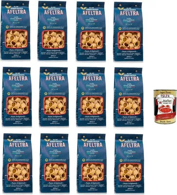 Produktbild von Afeltra Calamari 100% Grano Italiano 500g,Gragnano IGP - Nudeln aus Hartweizengrieß von höchster Qualität 12x 500g + Italian Gourmet Polpa di Pomodoro 400g Dose
