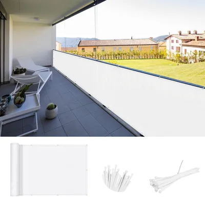 Zdjęcie produktu dla Ekran balkonowy – ochrona przed wiatrem i promieniowaniem UV – biały – 70 x 300 cm