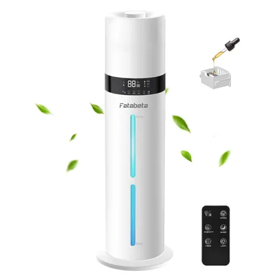 Produktbild von FATABETA Ultraschall Luftbefeuchter Schlafzimmer, 9L Top-Fill, 48h Betrieb, bis 50m², 32dB Schlafmodus mit Fernbedienung, intelligente Feuchtigkeitsregelung, mit Aroma diffusor & 7-Farben-Licht