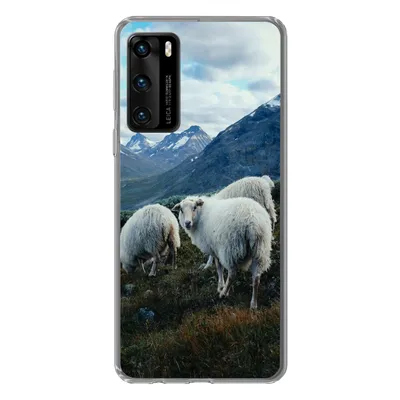 Produktbild von MuchoWow® Handyhülle Schutzhülle Hülle für Huawei P40 Schafe - Natur - Berge Silikon Softcase Handy Hülle - Handytasche