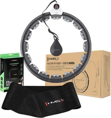 Immagine prodotto di Set Hula Hop Hhw06 Nero Con Palla A Gravità E Contatore Hms + Cintura Br163 Nero Plus Size