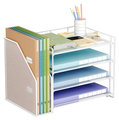 Productafbeelding van Bureau organizer met lades - Brievenbak - 4 niveaus - Paars - Voor documenten en agenda's